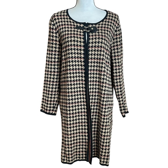Anne Klein Houndstooth Jacquard Cardigan large - Picture 1 of 12